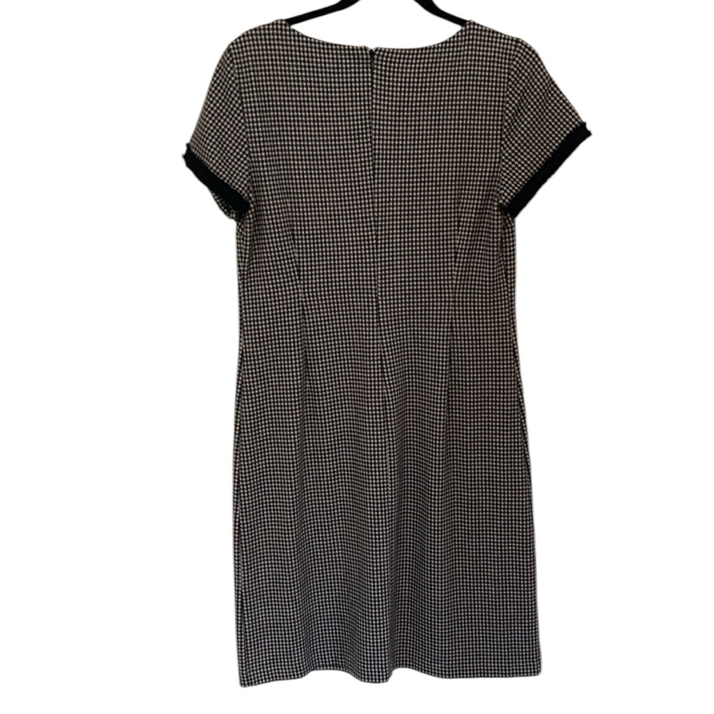 Talbots dress black white plaid short sleeves front pockets back zipper - Picture 3 of 12